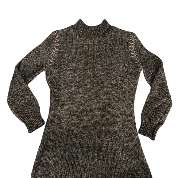 One A Marled Knit Stitched Shoulder Detail Mock Neck Sweater Dress | US M - Picture 3 of 5
